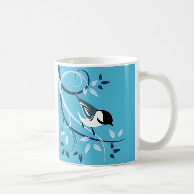 Black Capped Chickadee On Tree Branch Coffee Mug (Right)