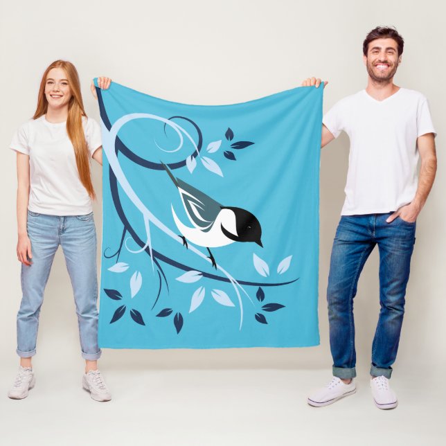 Black Capped Chickadee On Tree Branch Fleece Blanket (In Situ)