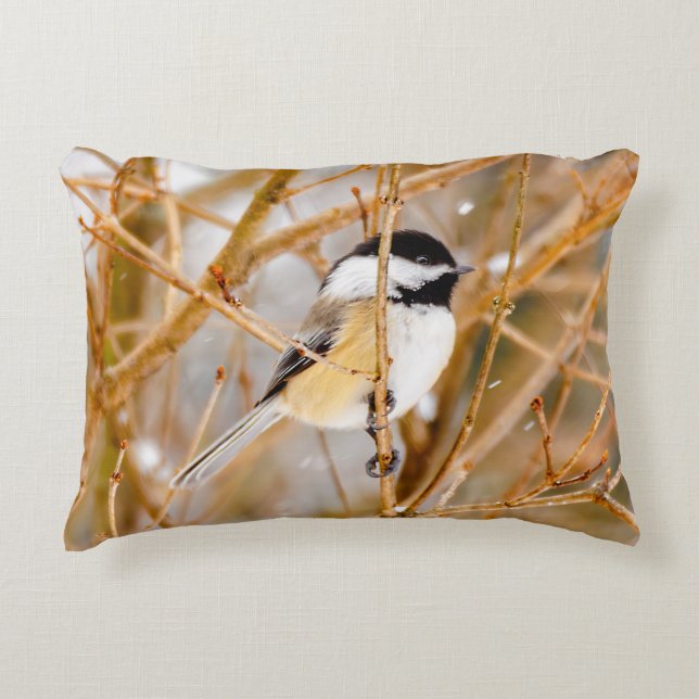Black-Capped Chickadee - Original Photograph Accent Pillow (Front)