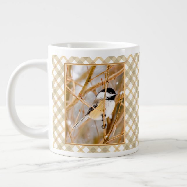 Black-Capped Chickadee - Original Photograph Giant Coffee Mug (Left)