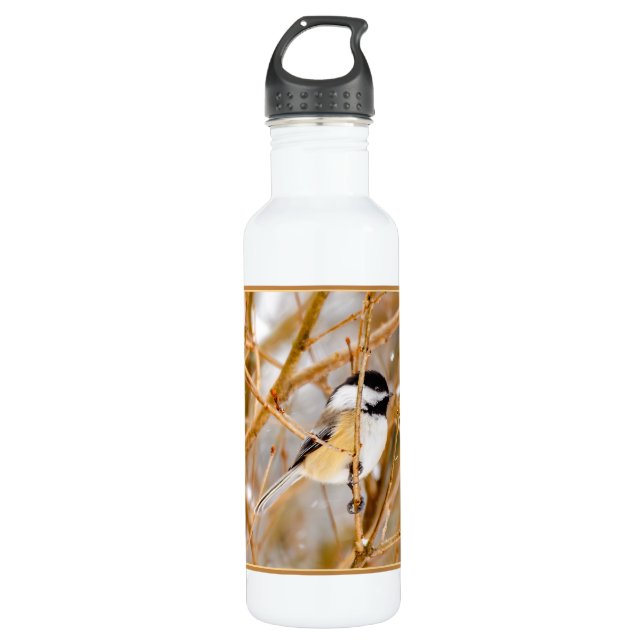 Black-Capped Chickadee - Original Photograph Stainless Steel Water Bottle (Front)