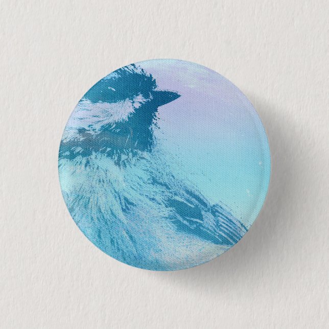 Black Capped Chickadee Print Button (Front)