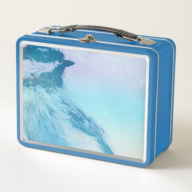 Black Capped Chickadee Print Metal Lunch Box (Front)