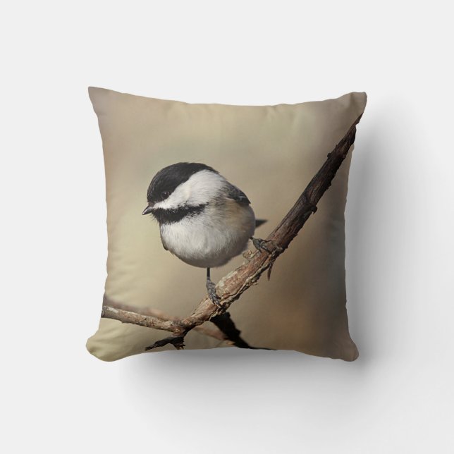 Black-capped chickadee throw pillow (Front)