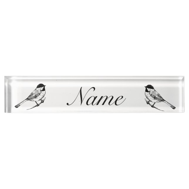 Black-capped Chickadee Thunder_Cove Desk Name Plate (Front)