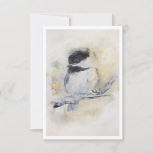 Black-capped chickadee Watercolour Note Card
