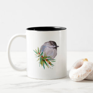 Black Capped Chickadee Watercolour Two-Tone Coffee Mug