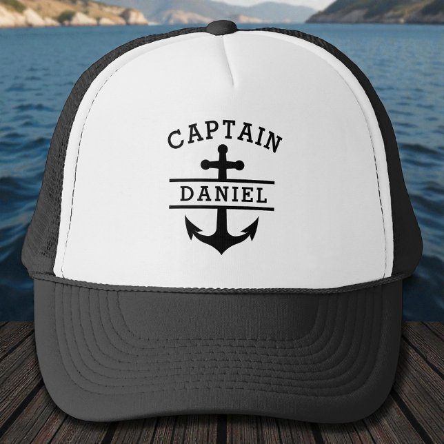 Black Captain Boat Nautical Anchor Ship  Trucker Hat (Creator Uploaded)