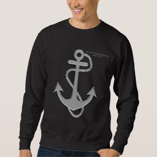 Black Captain Marine Nautical Anchor Sweatshirt