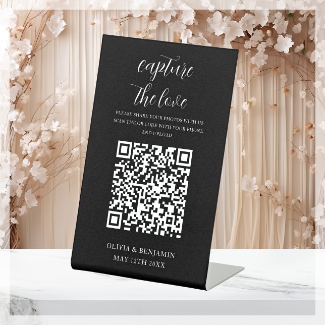 Black | Capture The Love QR Code Pedestal Sign (Creator Uploaded)