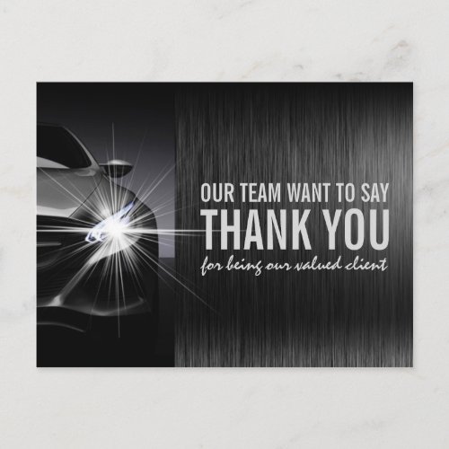 Black Car Automotive Company Thank You Postcard