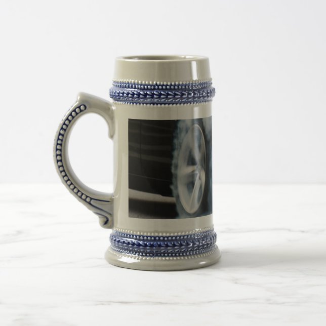 Black car burnout beer stein (Left)