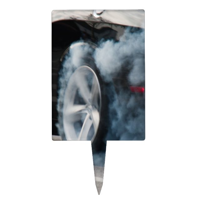 Black car burnout cake topper (Front)