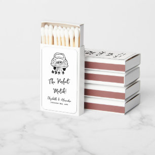Black Car Handwritten Wedding Matchboxes