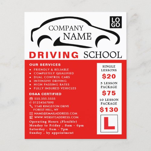 Black Car Logo Driving School Instructor Advert Flyer