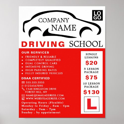 Black Car Logo Driving School Instructor Advert Poster