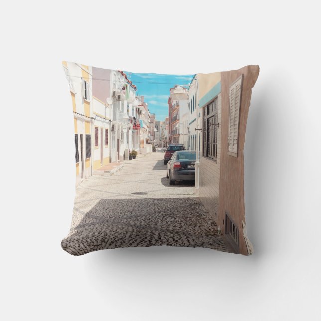 BLACK CAR PARKED OUTDOOR THROW PILLOW (Front)