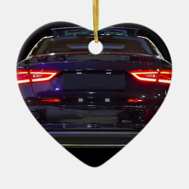 black car, red lights ceramic ornament (Front)