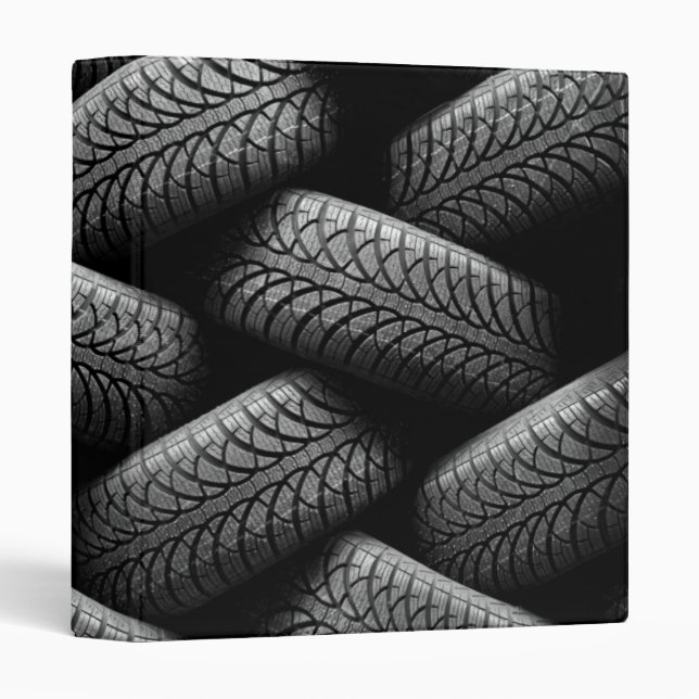 Black Car Tires 3 Ring Binder (Front/Spine)