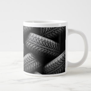 Black Car Tires Giant Coffee Mug