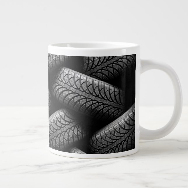 Black Car Tires Giant Coffee Mug (Right)