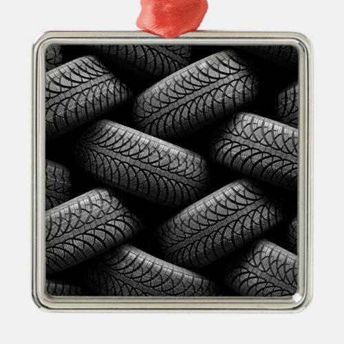 Black Car Tires Metal Ornament