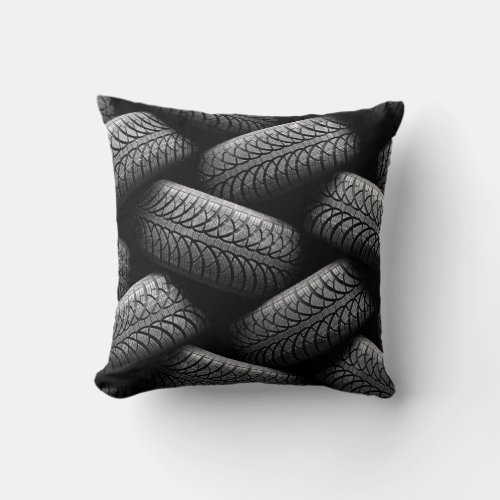 Black Car Tires Throw Pillow