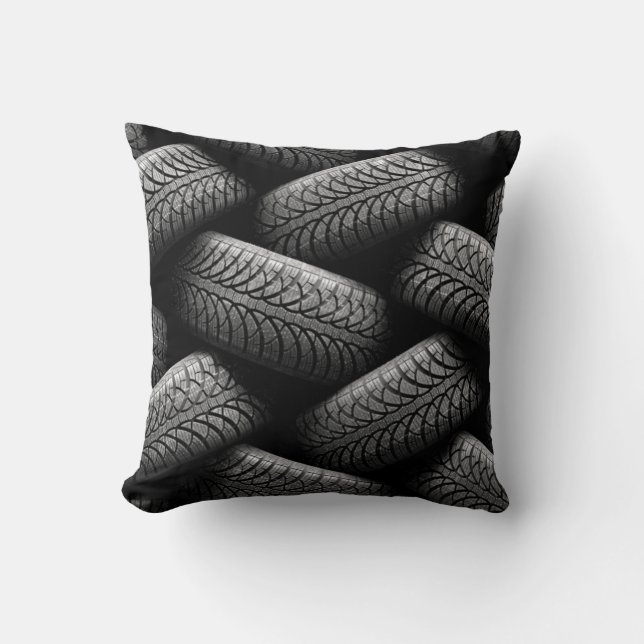 Black Car Tires Throw Pillow (Front)