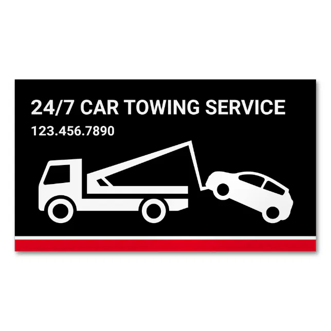 Black Car Towing Service Tow Truck Business Card Magnet Zazzle 0478