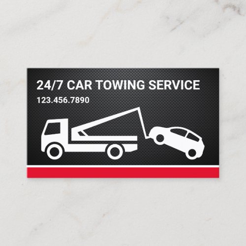 Black Carbon Fiber Car Towing Service Tow Truck Business Card