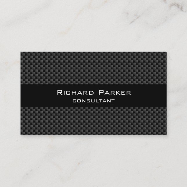 BLACK CARBON FIBER ELEGANT SIMPLE PROFESSIONAL BUSINESS CARD (Front)