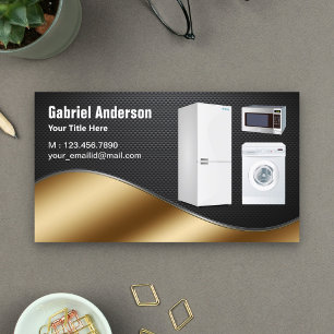 Black Carbon Fiber Gold Home Appliances Repair Business Card