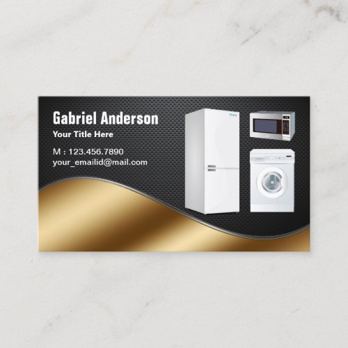 Black Carbon Fiber Gold Home Appliances Repair Business Card