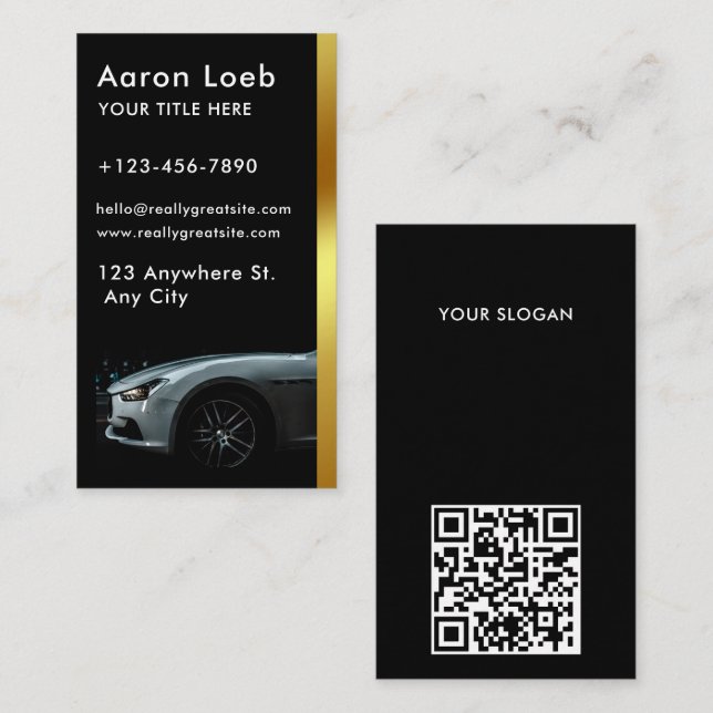 Black Carbon Fiber Gold Luxury Car Hire Chauffeur  Business Card (Front/Back)