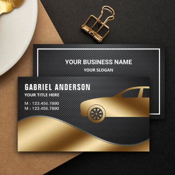 Black Carbon Fiber Gold Luxury Car Hire Chauffeur Business Card by ShabzDesigns at Zazzle