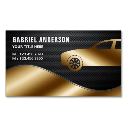 Black Carbon Fiber Gold Luxury Car Hire Chauffeur Business Card Magnet