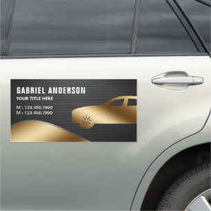 Black Carbon Fiber Gold Luxury Car Hire Chauffeur Magnet