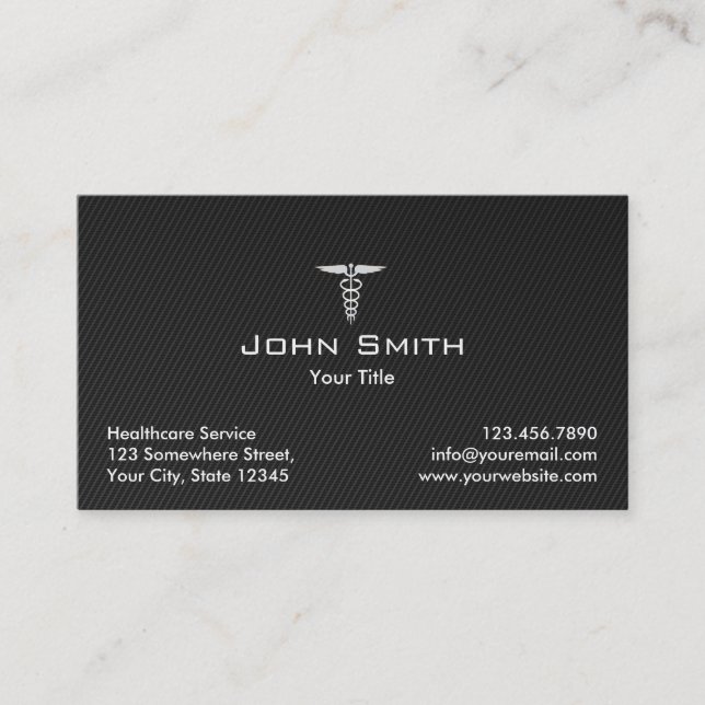 Black Carbon Fiber Healthcare Business Card (Front)