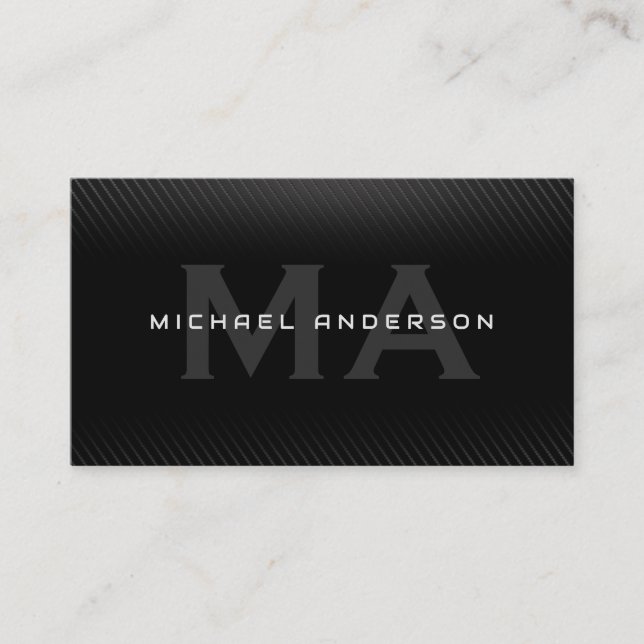 Black Carbon Fiber | Monogram | Lux Business Card (Front)