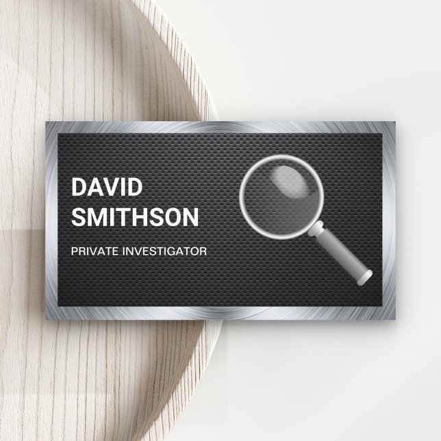 Black Carbon Fiber Private Detective Investigator Business Card (Creator Uploaded)