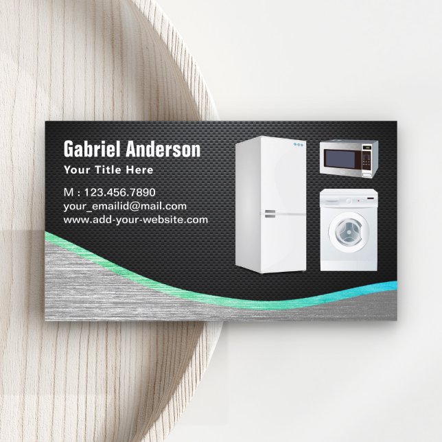 Black Carbon Fiber Steel Home Appliances Repair Business Card (Creator Uploaded)
