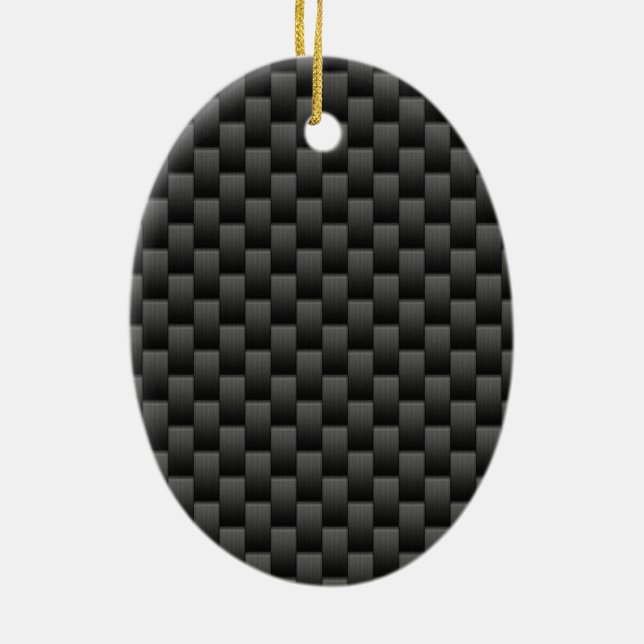 Black Carbon Fiber Style Print Background Ceramic Ornament (Back)