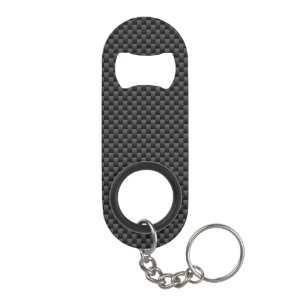 Black Carbon Fiber Style Print Background Keychain Bottle Opener