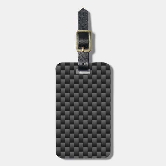 Black Carbon Fiber Style Print Background Luggage Tag (Front Vertical)