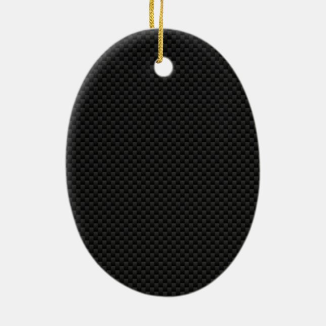 Black Carbon Fiber Style Print Ceramic Ornament (Back)