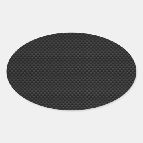 Black Carbon Fiber Style Print Oval Sticker