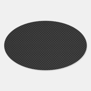 Black Carbon Fiber Style Print Oval Sticker