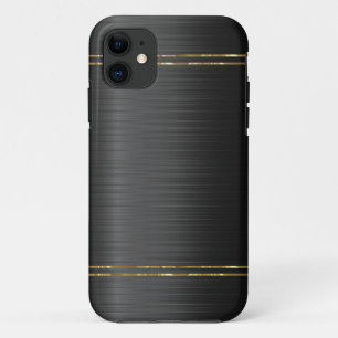 Black carbon fiber texture with gold accent iPhone 11 case