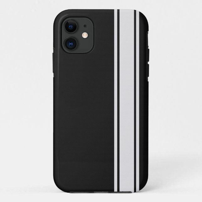 Black Carbon Fiber & White Stripe iPhone 5 Case (Back)