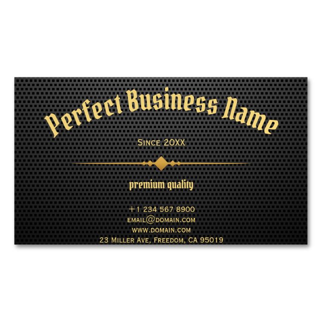 Black Carbon Gold Elegant Luxury Clear Unique Business Card Magnet (Front)
